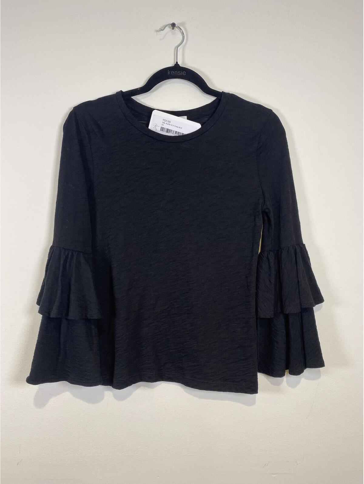 Goldie Nwt Black Ruffle Sleeve Crew Neck Top Xs